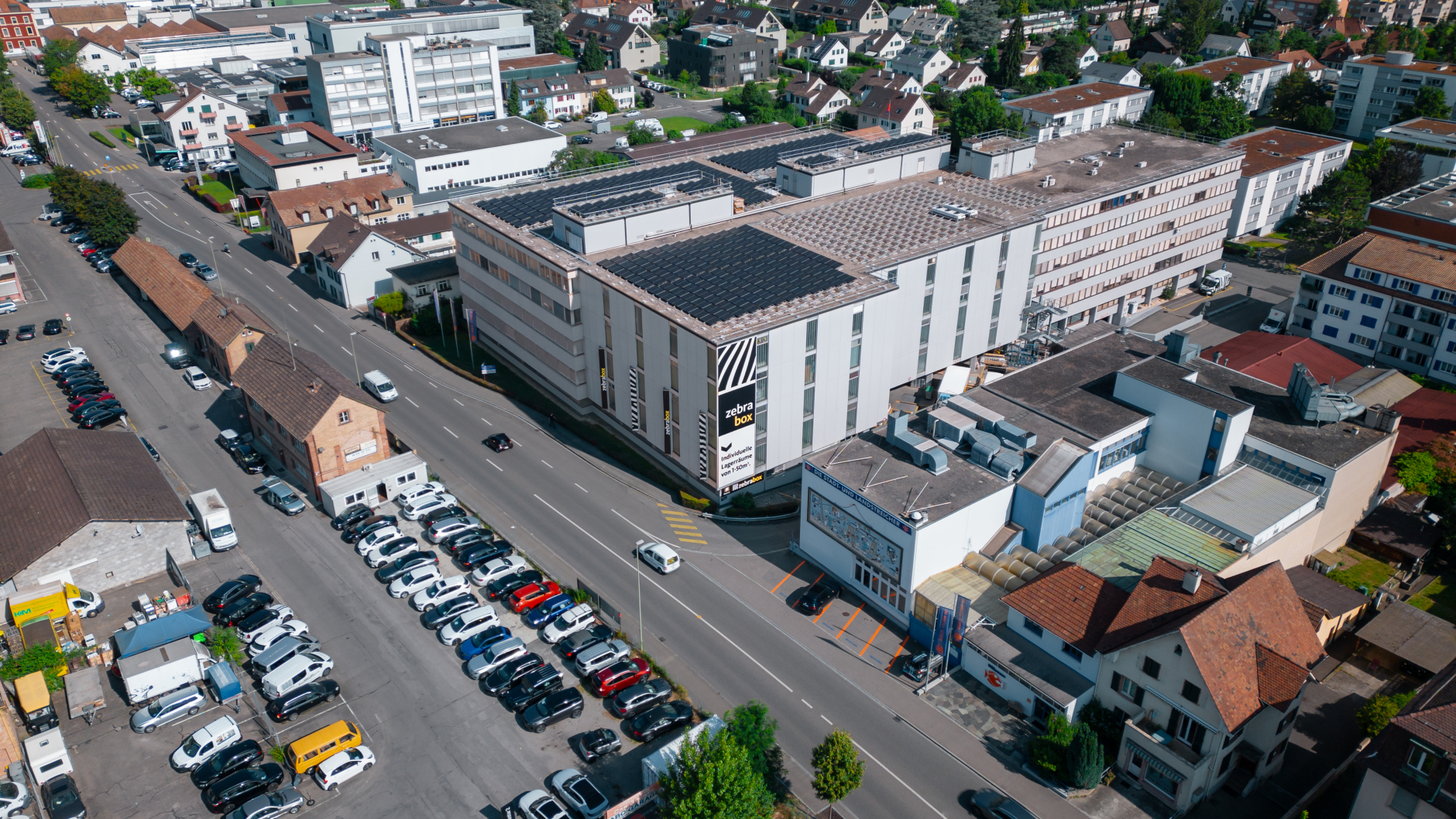 Zebrabox Basel-Allschwil Gebäude Vogelperspektive